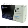 Genuine HP 26A MICR toner cartridge, OEM image shown for reference