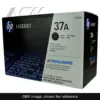 Genuine HP 37X MICR toner cartridge, OEM image shown for reference