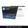 Genuine HP 507A toner cartridge, OEM image shown for reference