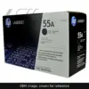 Genuine HP 55X Jumbo toner cartridge, OEM image shown for reference