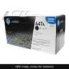 Genuine HP 647A toner cartridge, OEM image shown for reference