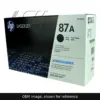 Genuine HP 87A MICR toner cartridge, OEM image shown for reference