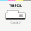 Compatible Brother TN830XL Black Toner Cartridge, 3,000 page yield